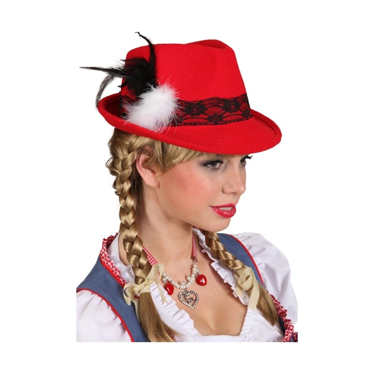 Chapeau Bavarois rouge pour femme